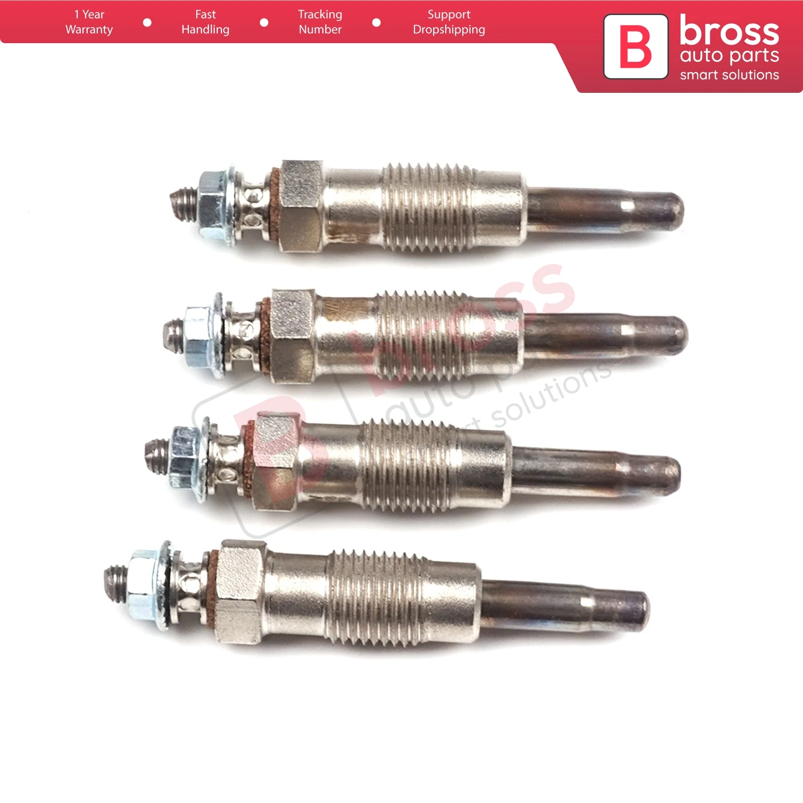 Bross Auto Parts BGP51-1 4 Pcs Heater Glow Plugs GX68, 0100226190 for Ford Fiat Opel Renault 1.6-2.5 D Ship From Turkey