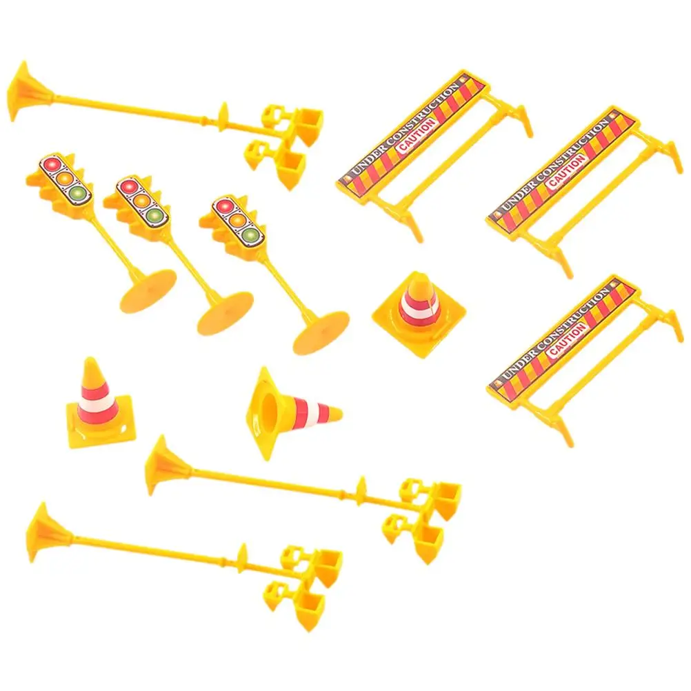 

15 Pcs Construction Cake Decorations Road Sign Cake Topper Birthday Baby Shower Supplies nament Traffic Cone Baking Decoration