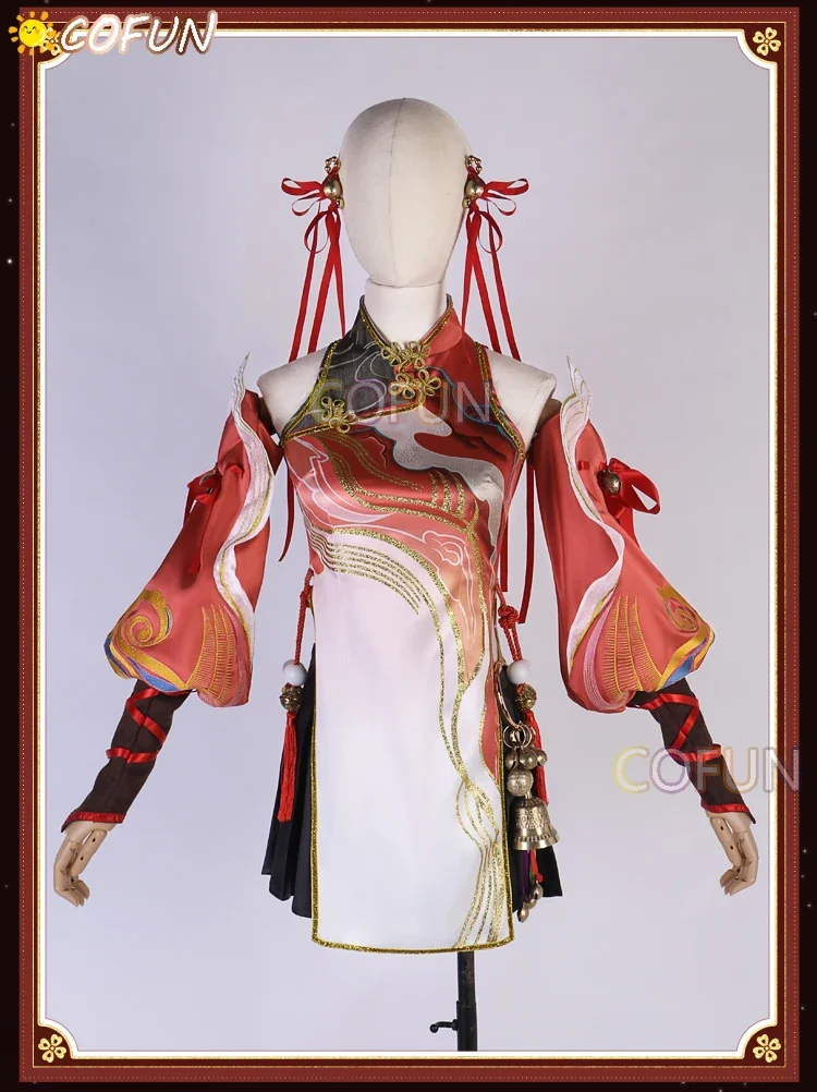 Cofun naraka: bladepoint foia shen cosplay traje de halloween jogo roupas wing chun ano novo cheongsam feminino estilo chinês peruca