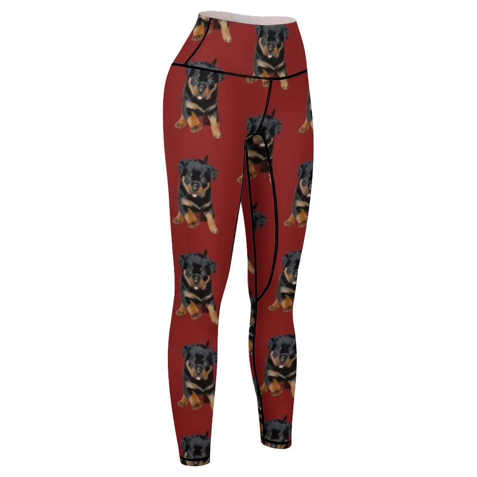 Simpatico cucciolo di Rottweiler che corre con la lingua fuori Leggings abbigliamento sportivo da palestra Pantaloni da donna collant push up per leggings da donna