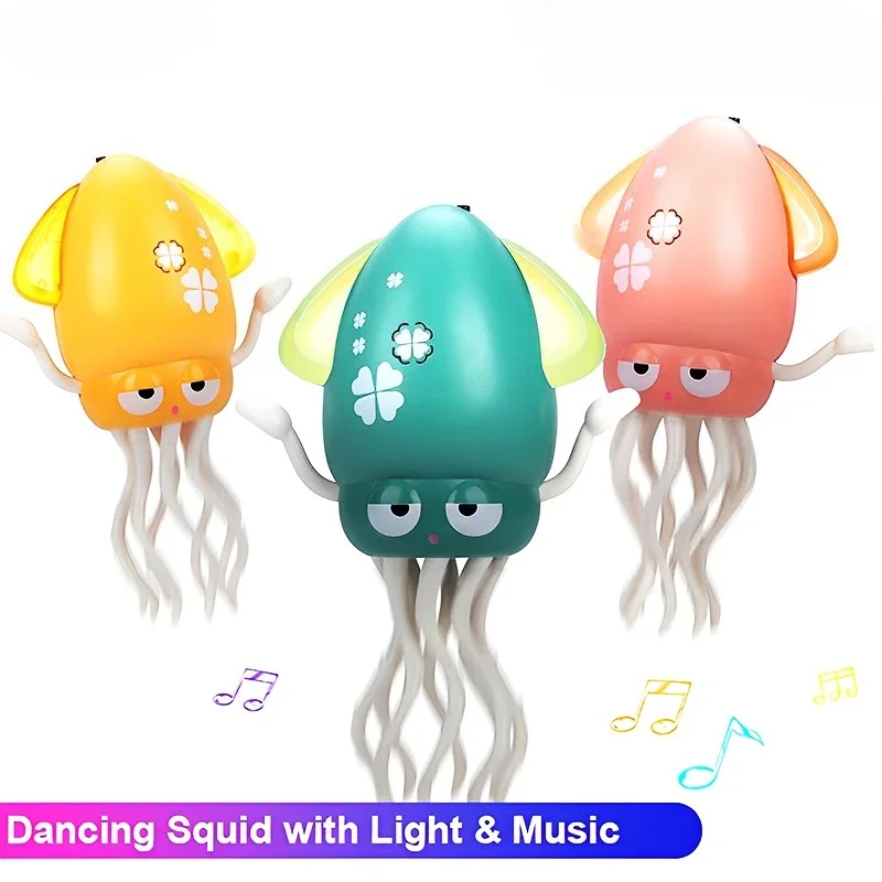 Electronic Dancing Squid Toy with Lights Music Interactive Flat Squid Toddler Development Gift for Kids Entertainment Learning