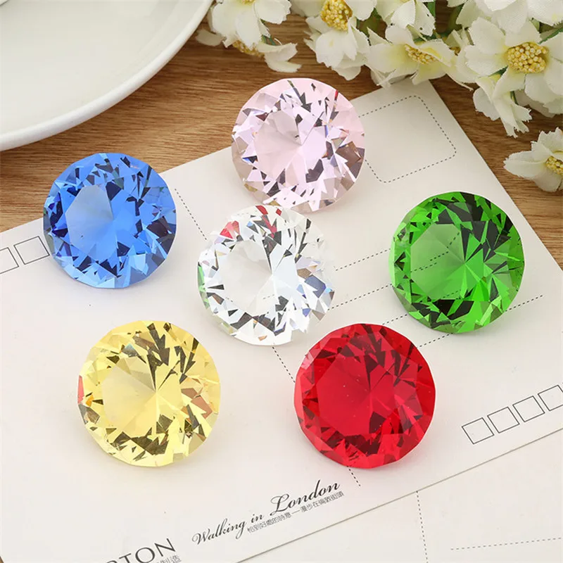 12 pcs/set Crystal Glass Faceted Diamond Jewel Paperweight Sparkle Feng Shui Wedding Favors&Gifts Home Table Decoration Supplies