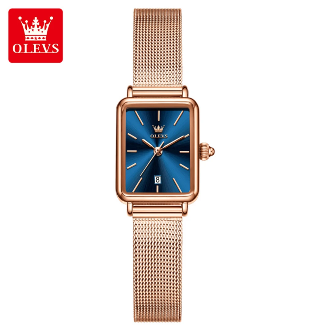 ساعة OLEVS 3692 كوارتز عصرية هدية من الفولاذ المقاوم للصدأ وحزام ساعة يد مربع الشكل وتقويم #1