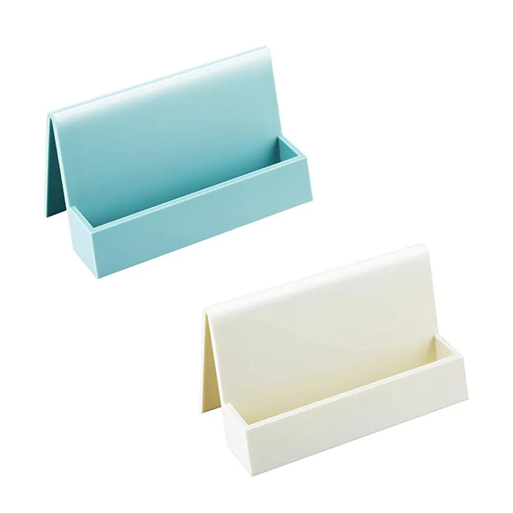 

2Pcs Business Cards Holder Plastic Organizer Simple Sturdy Desktop Storage Box Office Card Stand Elegant Business Card Display