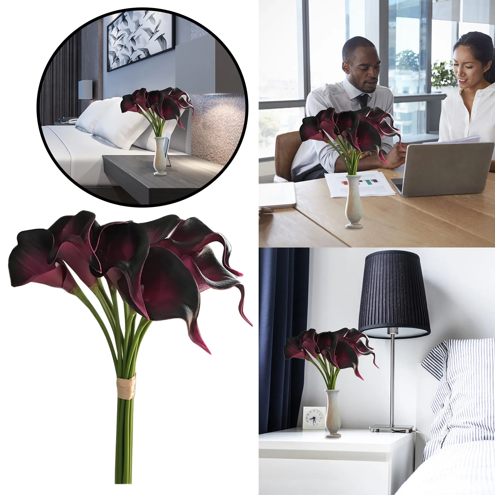 Real Touch PU Künstliche Calla-Lilien, Kunstblumen Calla-Lilien, Hochzeitsvasen-Arrangement, Dekoration für Zuhause und Büro, Muttertag – Detail 1