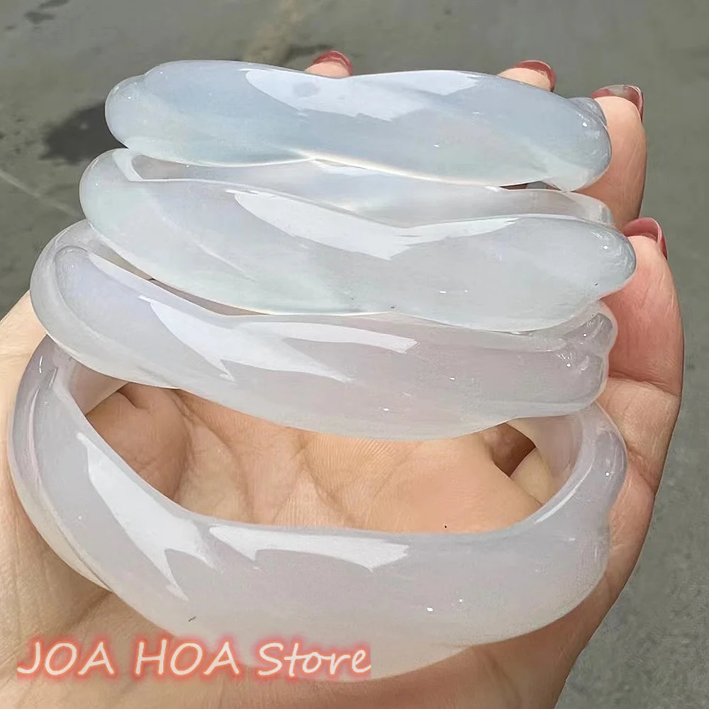 

NEW Infinite Shape Hand Carved Twist Bangle Natural Chalcedony Agate Bracelet Exquisite Handring Jadeite Boutique Jewelry