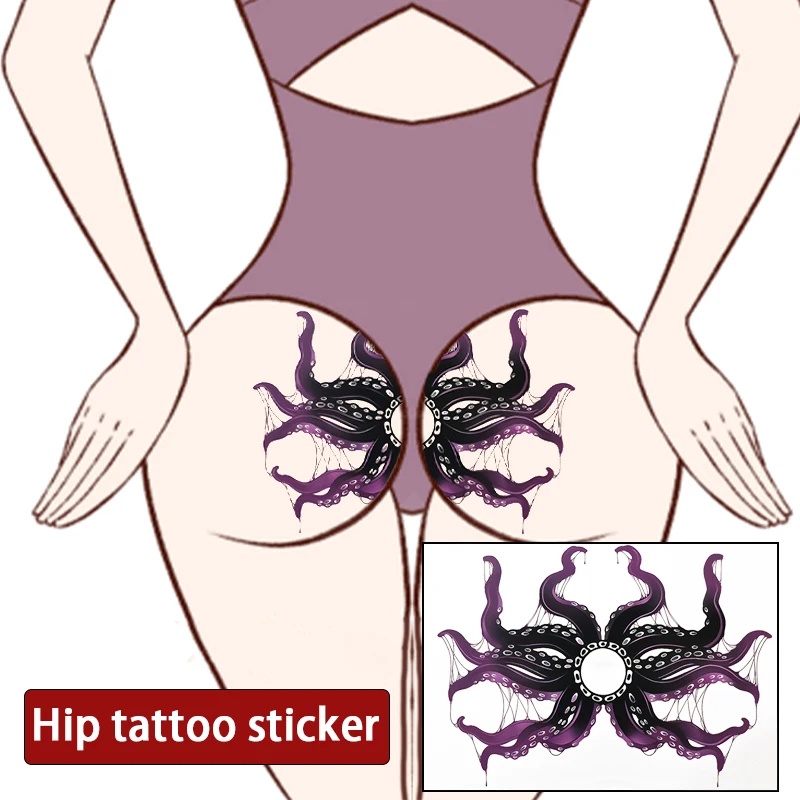 

Dark purple sexy squid butt pattern realistic tattoo female succubus tattoo sticker waterproof sweatproof temporary sticker