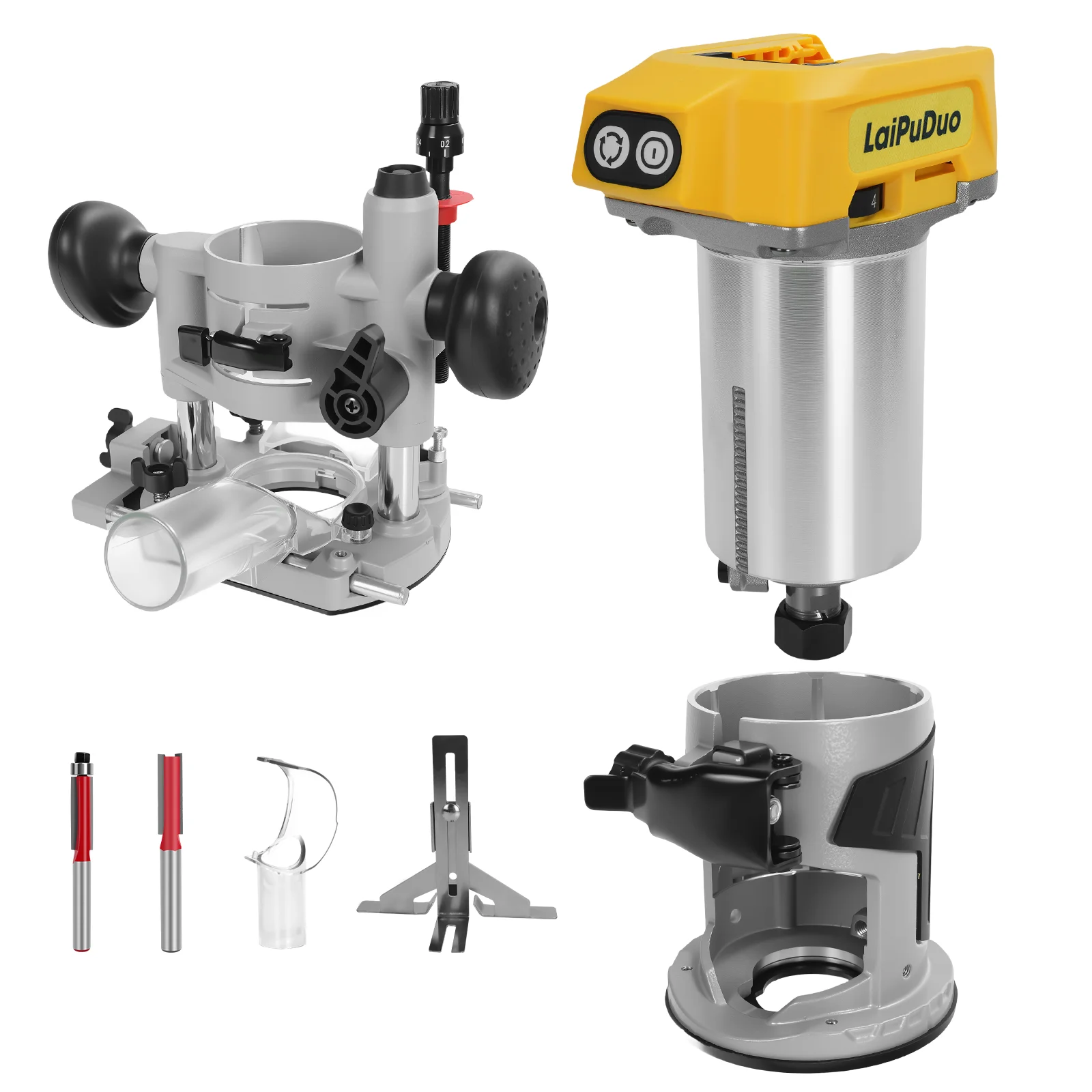 Brushless Wood Router Electric Trimmer Woodworking Trimming Machine Wood Milling Engraving Slotting Tool For Dewalt 20V Battery