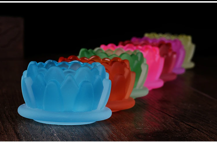 2 SET  7 Colored Glaze Lotus lamp holder Holy water cup  total 14P .