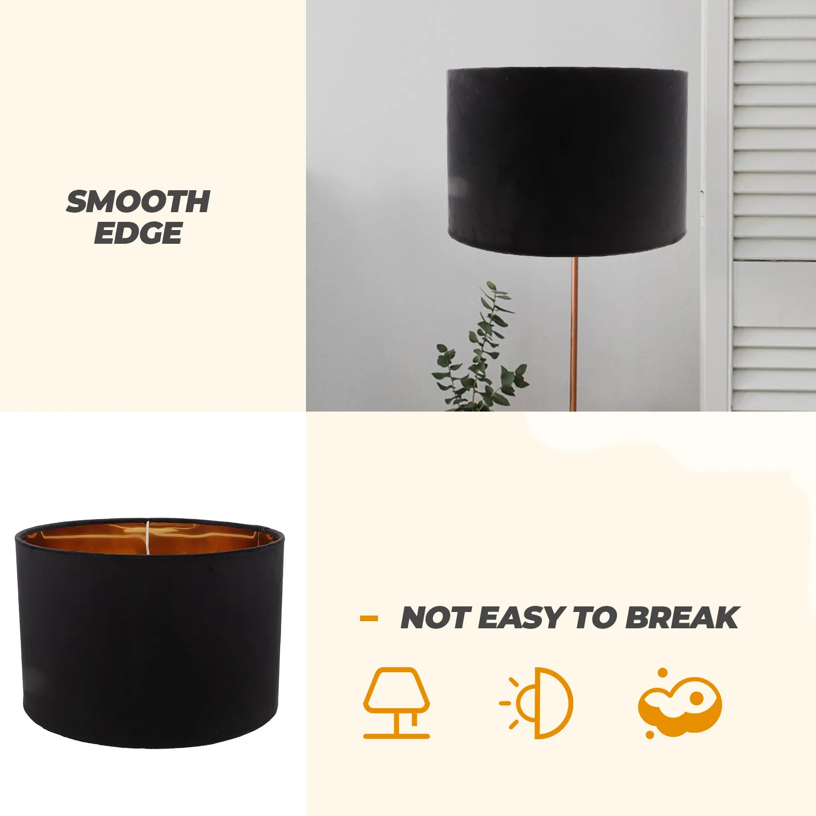 Gold Lined Lampshade Premium Dust Cover Simple Cloth Lamp Shade Bedroom Table Lamp Decor Home Decorative Light Accessory