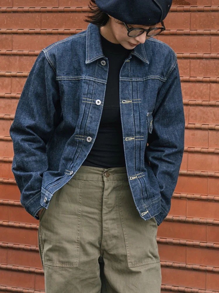 جاكيت جينز أمريكي عتيق بلون النيلي الأصلي، إصدار الحرب العالمية الثانية 0، للشباب، بأكمام طويلة، قطن 00%، مقاس قياسي