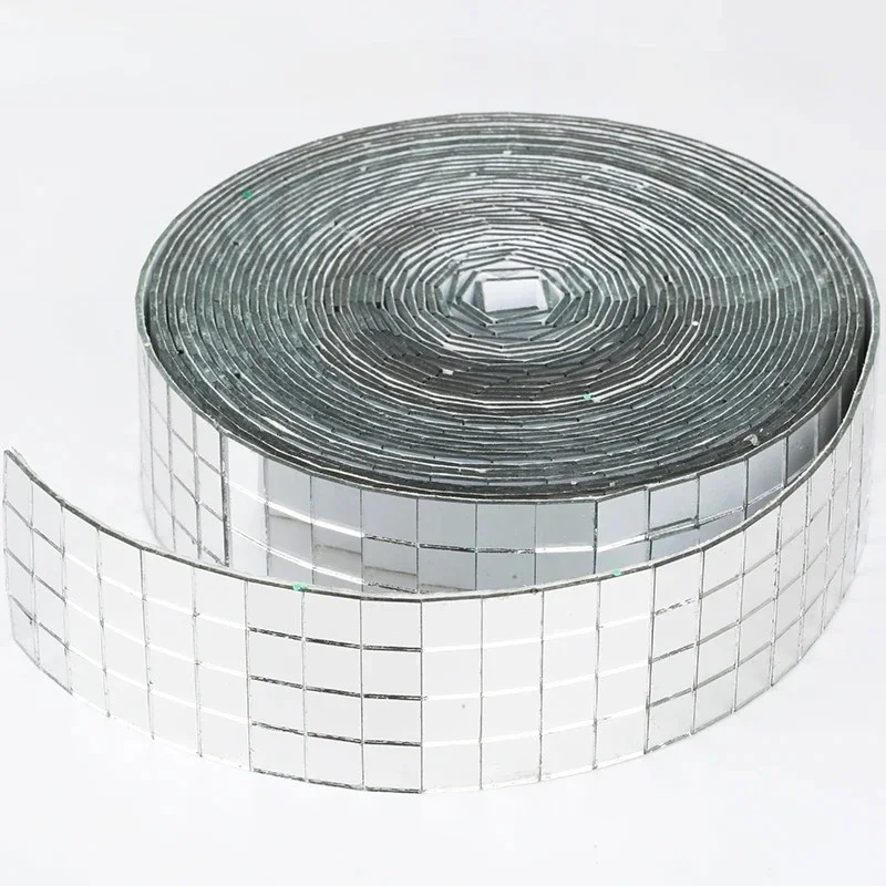 5x5mm 10x10mm Grid 1meter Self-Adhesive Square Mosaic Tiles Sliver Mirrors Mosaic Sheet For DIY Handade Craft Wall Sticker