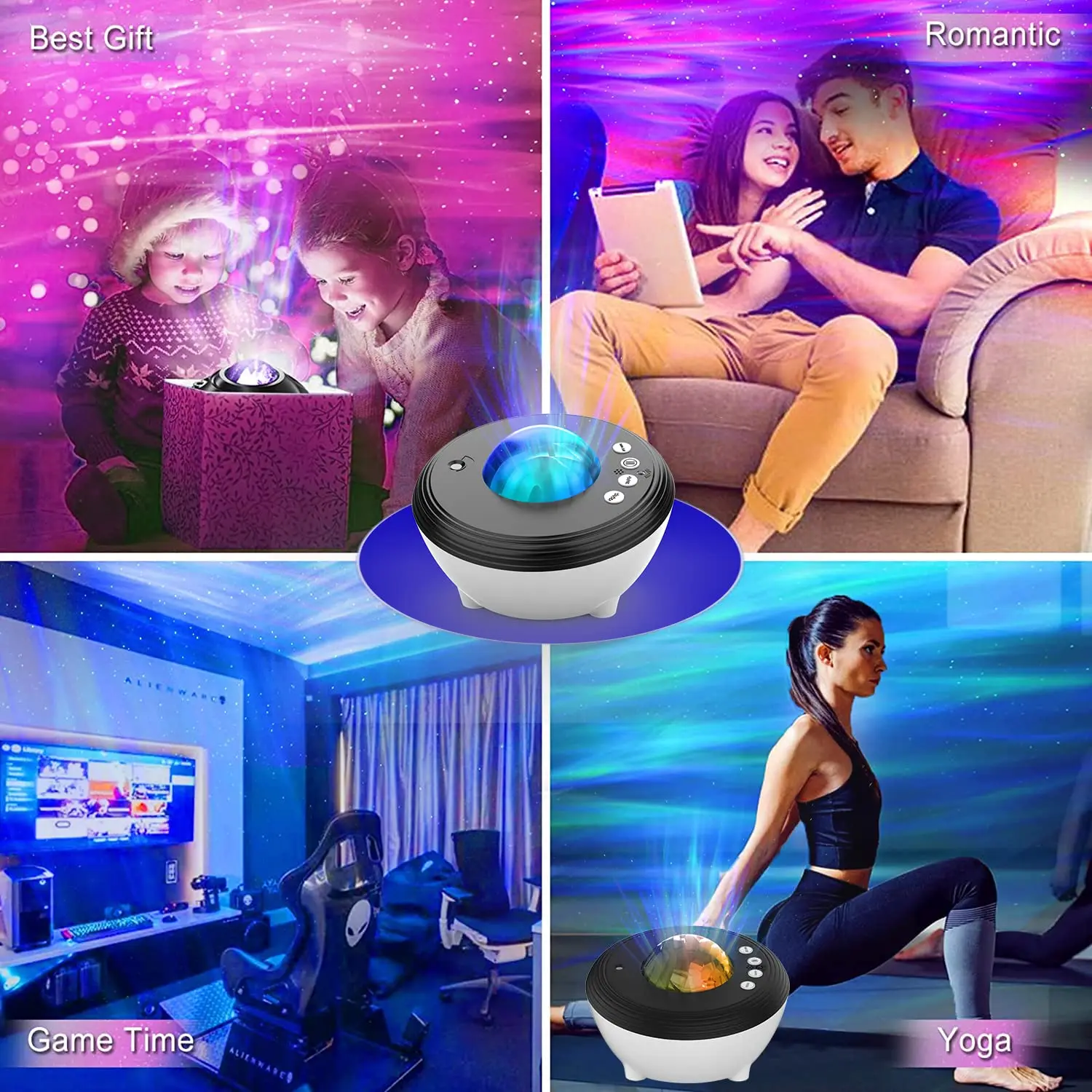 Star Projector Galaxy Night Light Aurora Projector With Bluetooth Function And Sleep-Aiding White Noise Bedroom Projector Lamp