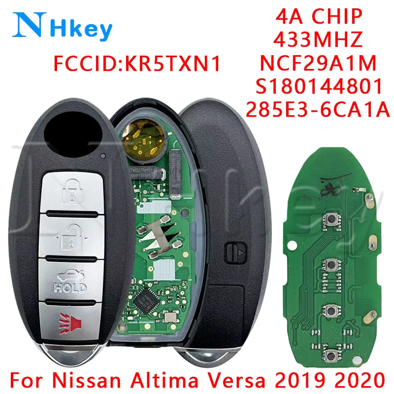 

NHkey S180144801 4A чип NCF29A1M 433 МГц FCCID: KR5TXN1 P/N: 2285E3-6CA1A для Nissan Altima Versa 2019 2020 автомобильный дистанционный ключ