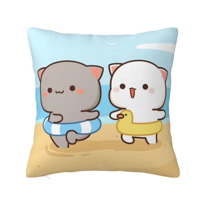 

Nordic Peach And Goma Cushion Cover Velvet Cartoon Mochi Cat Pillow Case Home Decor