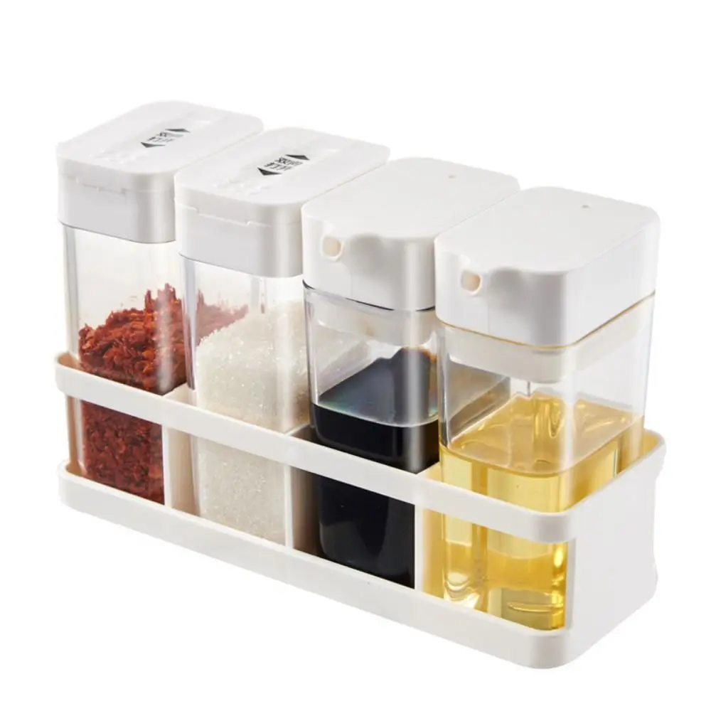 4Pcs/set Plastic Spice Jars BPA Free Sliding Open Seasoning Box Set with Lid with Spice Racks Spice Storage Container