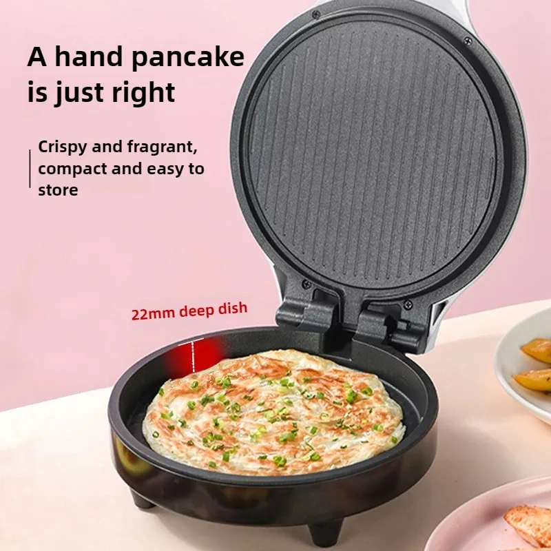 

220V Mini Crepe Maker 22.8cm Diamter Household for Fast and Health Breakfast Dual-side Heating Pancake Baking Pan Machine Ideal