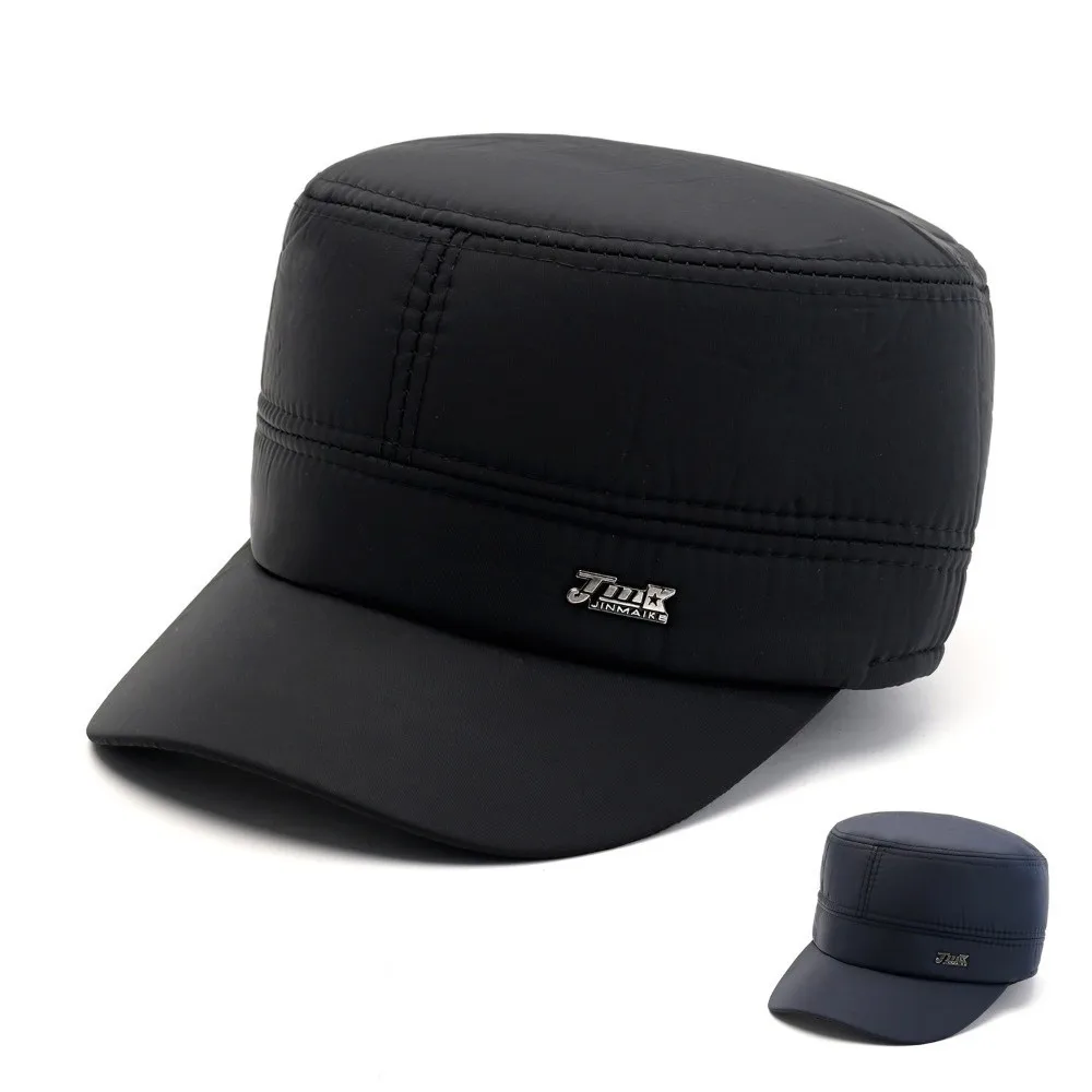 New Fleece Lined Men Flat Cap Cold Proof Ear Protection Gatsby Cap Thickened Cotton Fabric Elderly Men Hat Middle Aged Elder