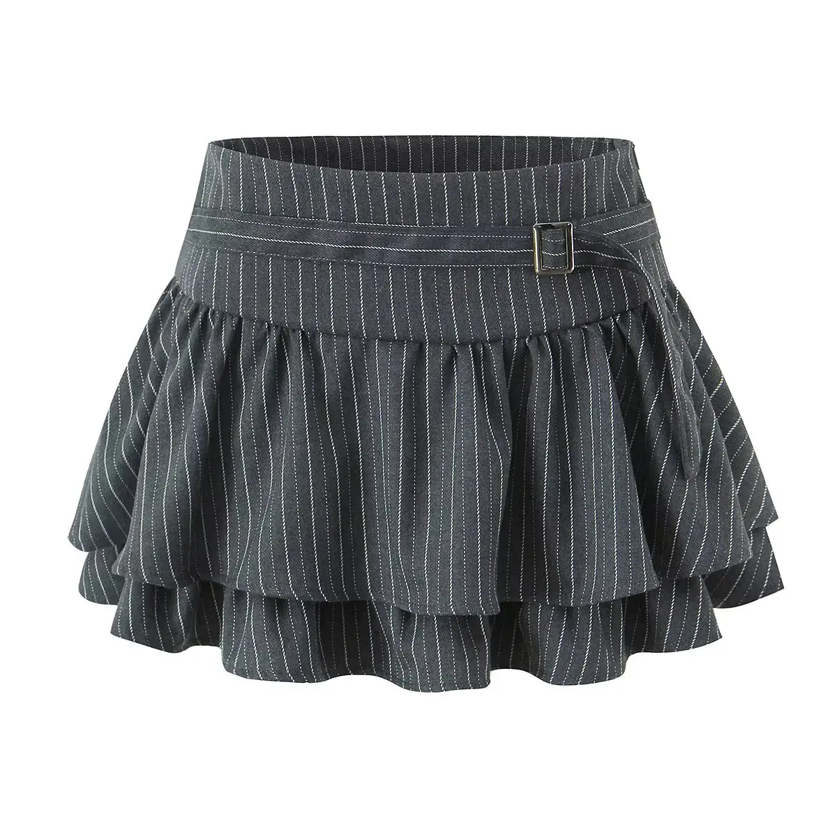 

WOMAN 2026 Summer New Casual Fashion Plaid Versatile Low Waist Stacked Ruffle Short Skirt Vintage Women's Short Skirt Mujer chic