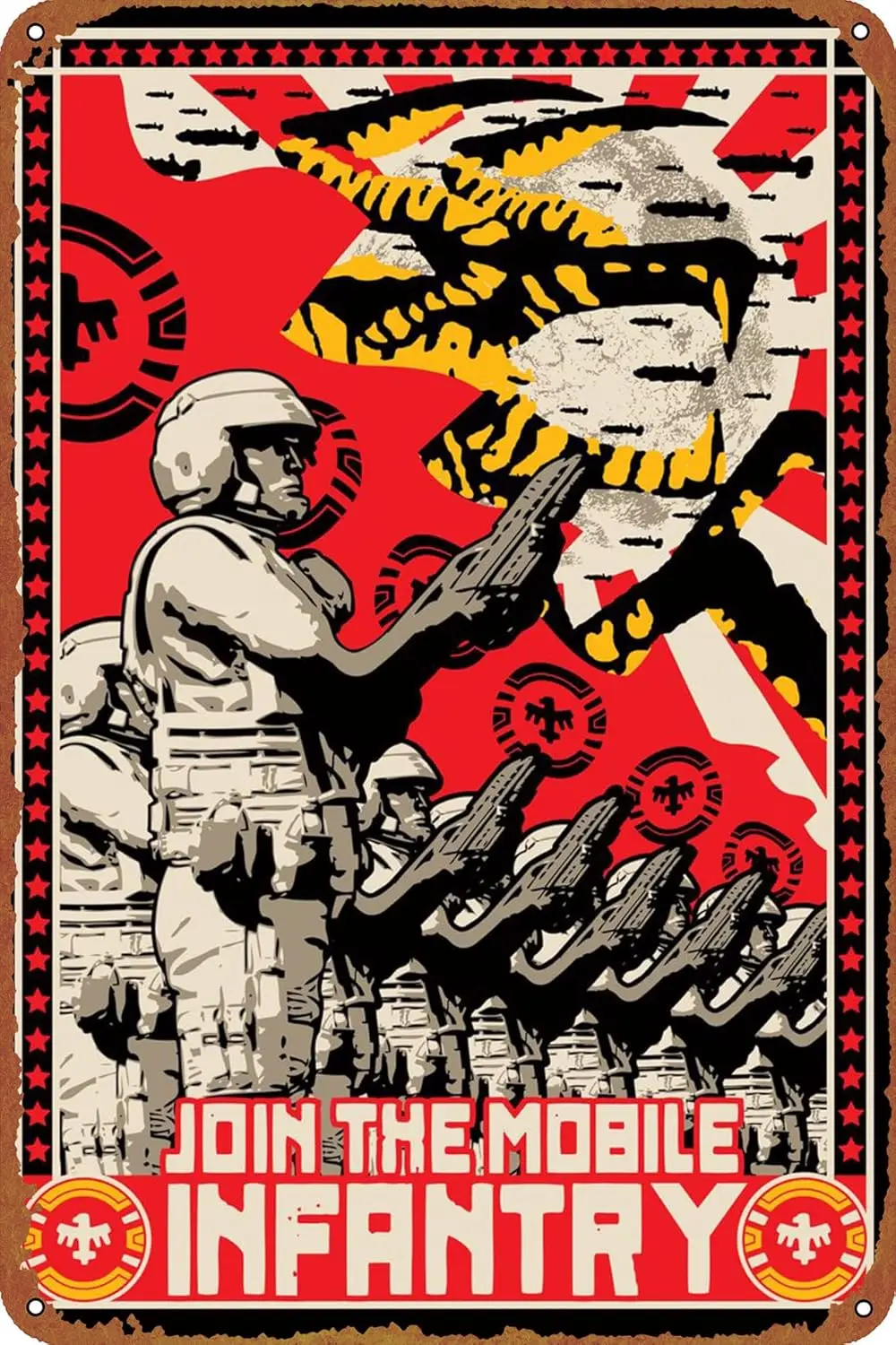 Join The Mobile Infantry Retro-Poster, Blechschild, Café, Bar, Zuhause, Wandkunst, Dekoration, Retro-Blechschild aus Metall, Aluminium