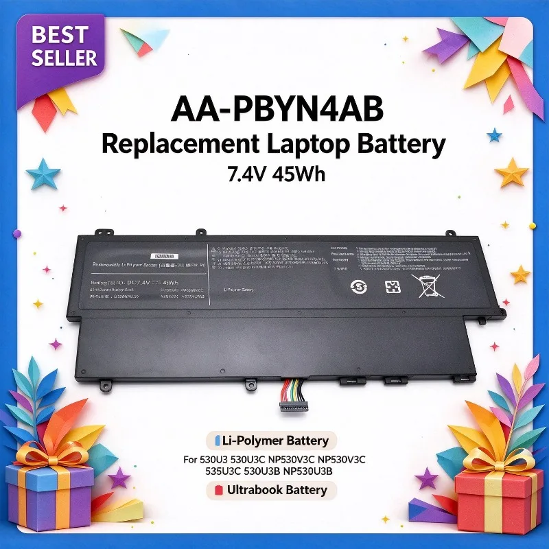 AA-PBYN4AB 7.4V 45Wh Replacement Li-Polymer Laptop Battery for Samsung 530U3 530U3C NP530V3C NP530U3C 535U3C 530U3B NP530U3B