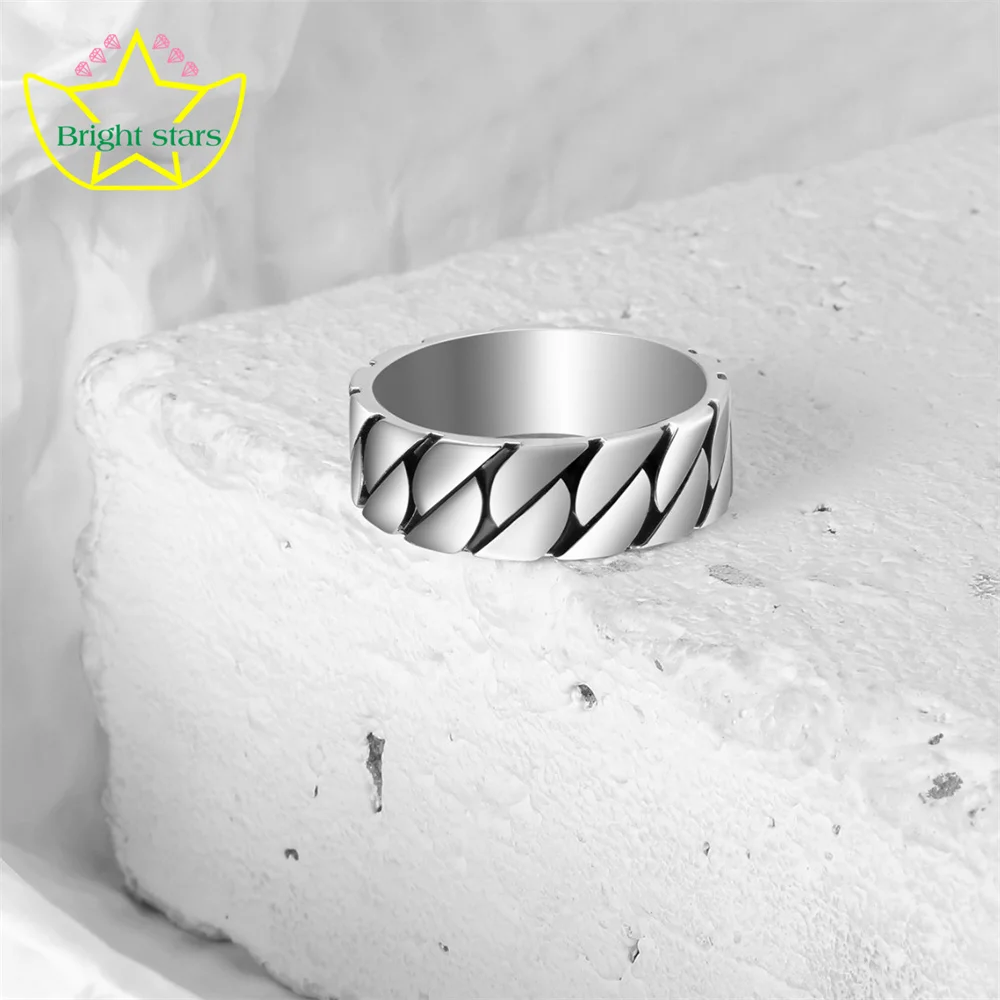 2024 New design S925 sterling silver geometric hollowed-out twist chain ring ins rings