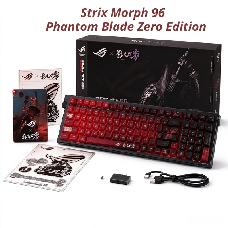 Teclado Mecânico Gamer ROG Strix Morph 96 Phantom Blade Edição Zero Tri-Modo Sem Fio Hot Swappable com Gasket, Ótimo Presente