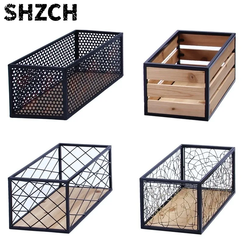 Stackable Storage Crates with Antirust Metal Frame, 4 Designs, Wood and Metal Construction, 24x16x13 inches Large Size