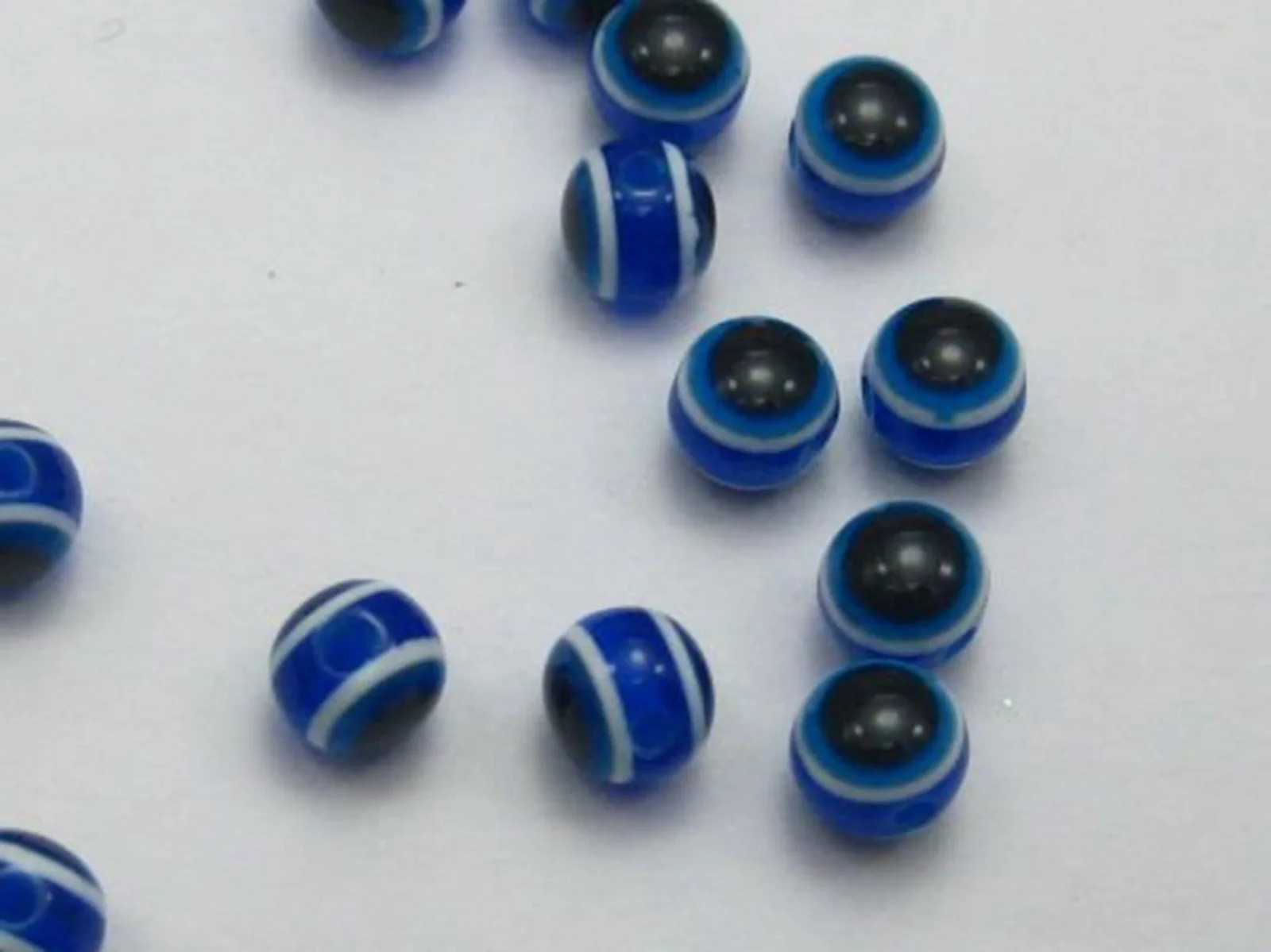 200 Royal Blue Acrylic Kabbalah Evil Eye Ball Round Beads 6mm (1/4