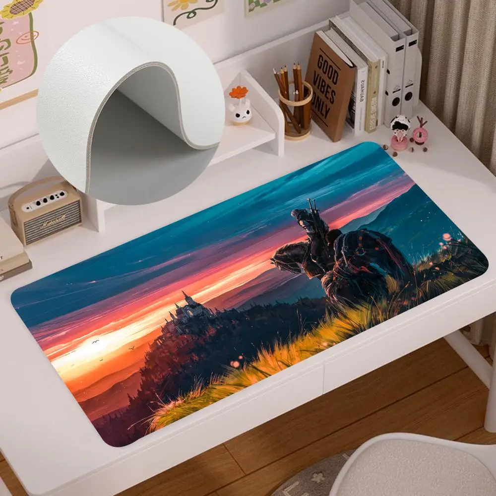 

T-The W-Witchers 3 W-Wilds H-Hunt Mouse teclado mecânico gamer Pad Mouse Pad 800x400mm Computer PU Desk Mat Office Decoration Mo