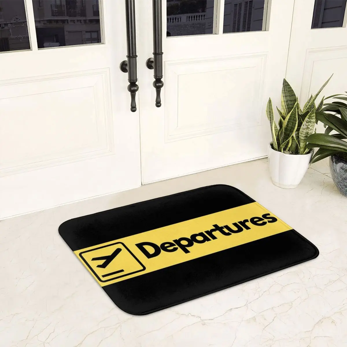 Airport Departures Sign Doormat Anti-skid Super Absorbent Bathroom Floor Mats Home Entrance Rugs Kitchen Bedroom Carpet Footpad