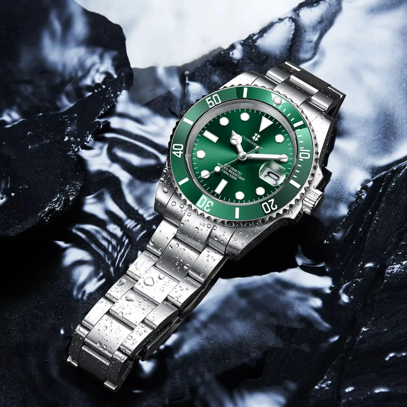 CUSTOM Logo 40mm 515 GMT Quartz Wristwatch Stainless Steel Waterproof Luxury Men Watches Top Brand Sapphire Glass Reloj Hombre