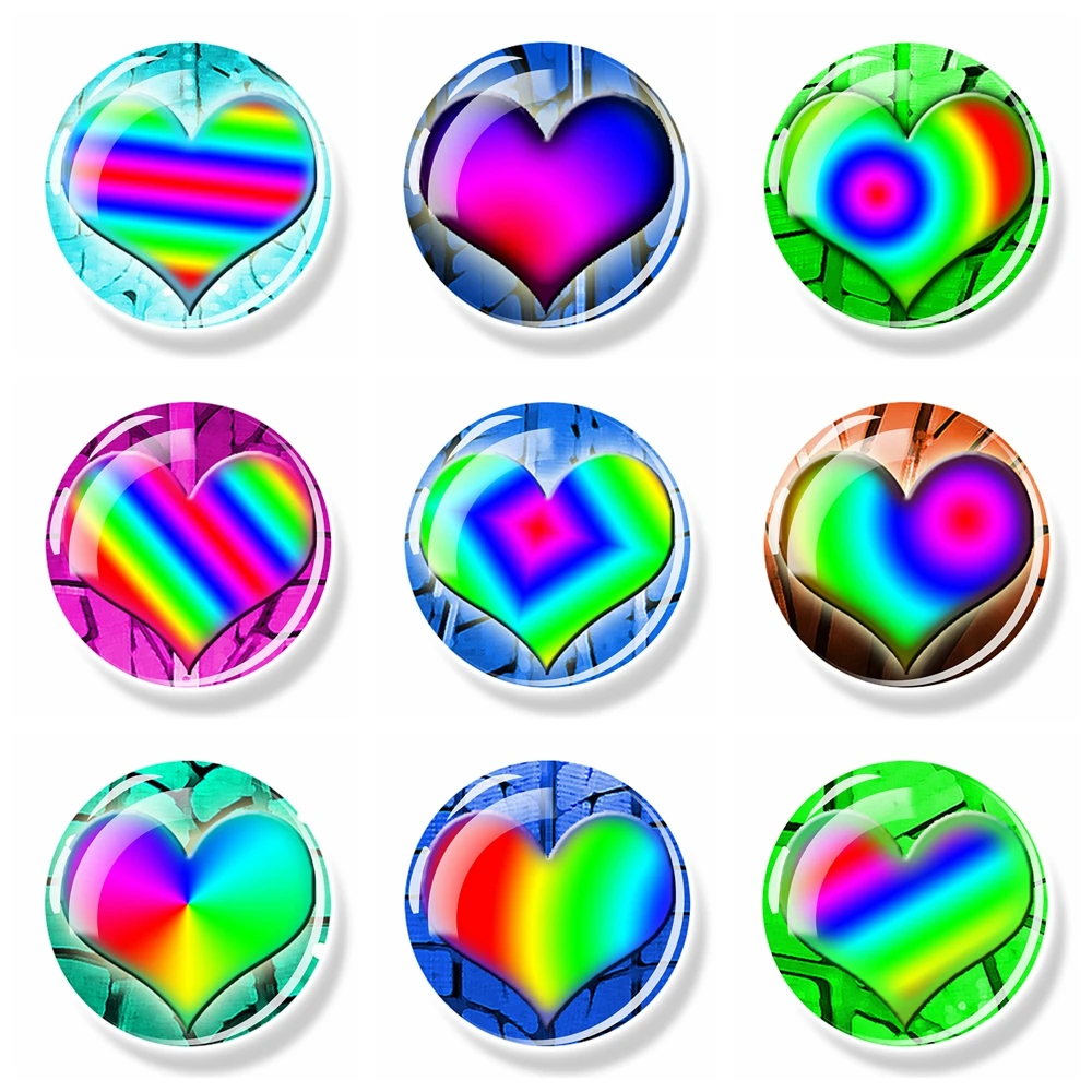 

Heart-shaped Rainbow Heart Fridge Magnet Glass Note Holder Magnetic Refrigerator Stickers Home Decor Valentine's Day Present