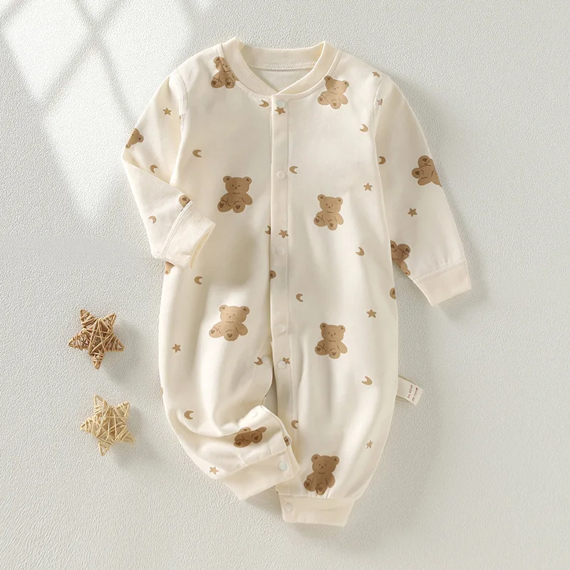 Bellbell Newborn Girls Bodysuits Autumn Floral Printed Infant Babys Girls Rompers Love Bear Toddler Girls Jumpsuits Kids Pajamas