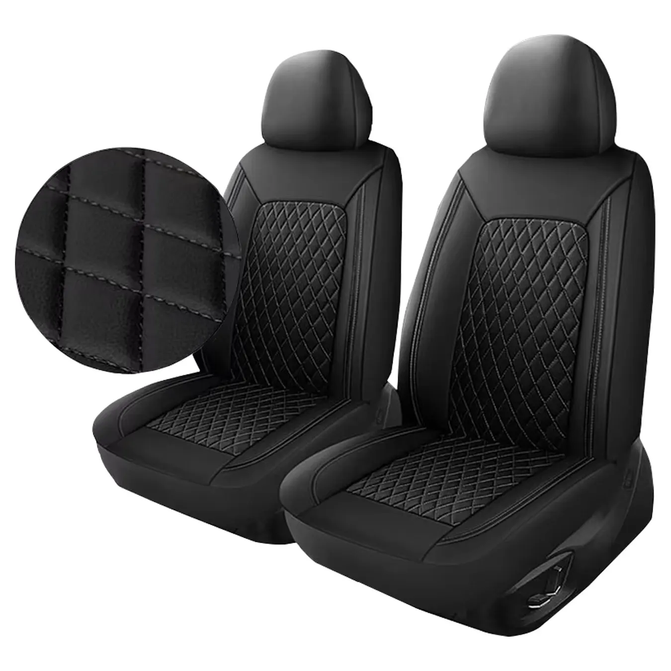 All-Season Quilted Faux Leather Car Seat Covers Universal Fit Most Cars image 3