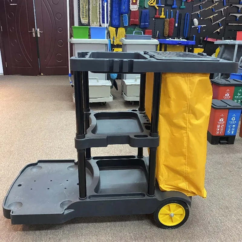 Wholesale PP Plastic Cleaning Trolley Cheap Janitor Cart Wheel Barrows Outdoor Dining Cart