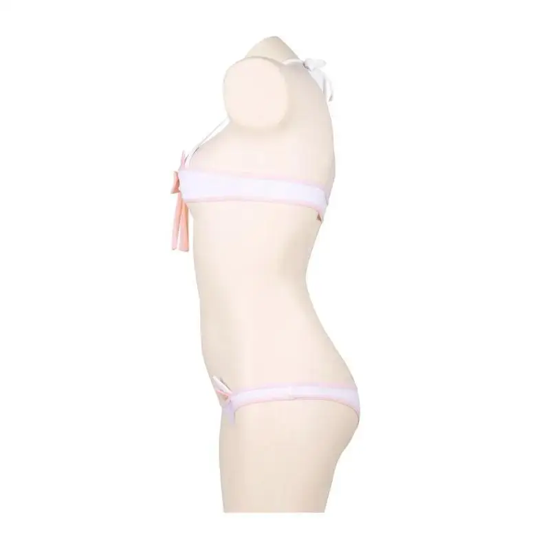 Lolita Anime Pink Bow Mini Bikini Set Bandage Pajamas Kawaii Cat Ears Plaid Underwear Panties Women Sexy Swim Lingerie Gift view 4