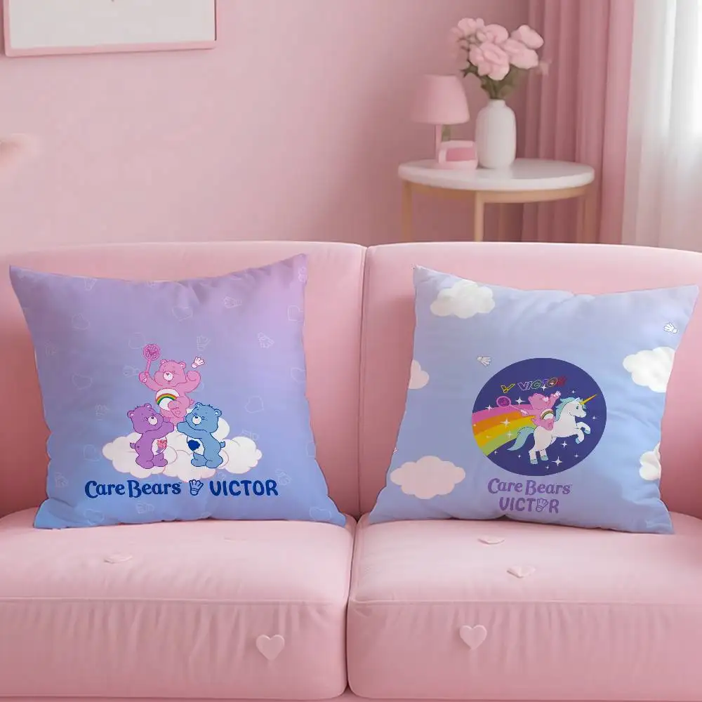 

Наволочка MINISO Care Bears, антипылесная наволочка, невидимая молния, шелковистая короткая плюшевая наволочка для дивана