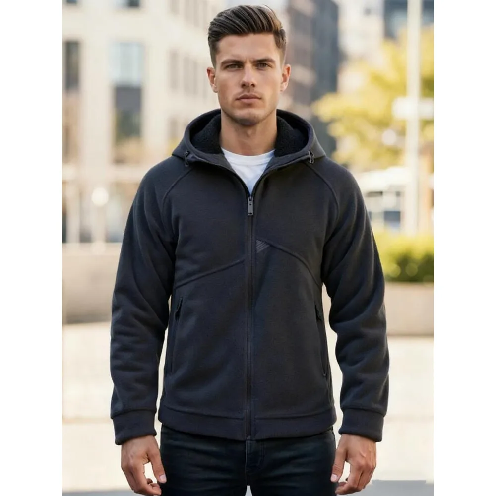 

Men's Fleece-Lined Thickened Polar Fleece Jacket Winter Lightweight Outdoor Commuting Windproof Thermal