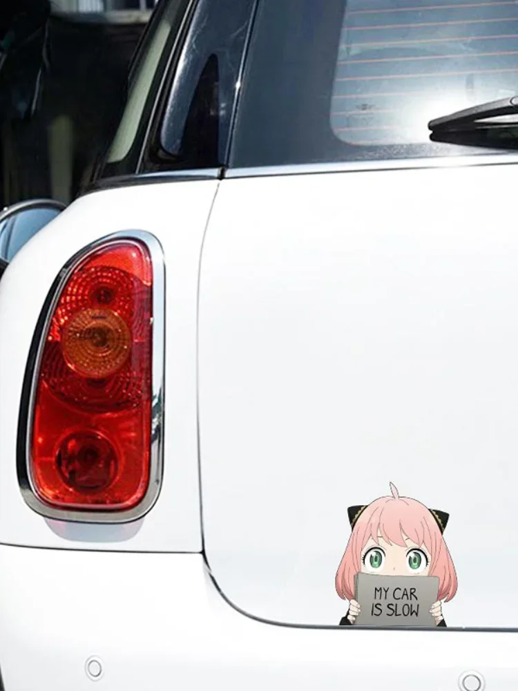 13cm for Spy Family Anya Forger My Car Is Slow Anime Decals Stickers on Motorcycle Cute, Exterior Parts PVC Stylish, Sticker