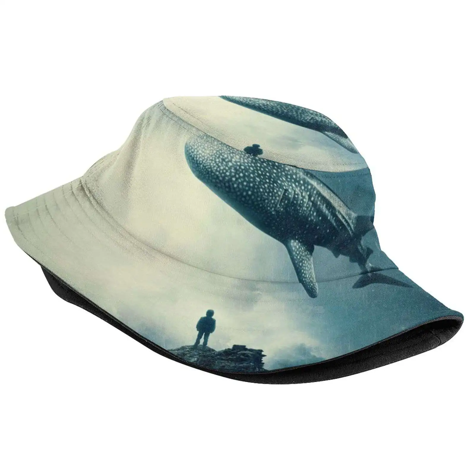 Lost In Reverie Pattern Hats Outdoor Hat Sun Cap Whale Boy Rain Dream Reverie Clouds Surreal Flying High Cliff Fantasy