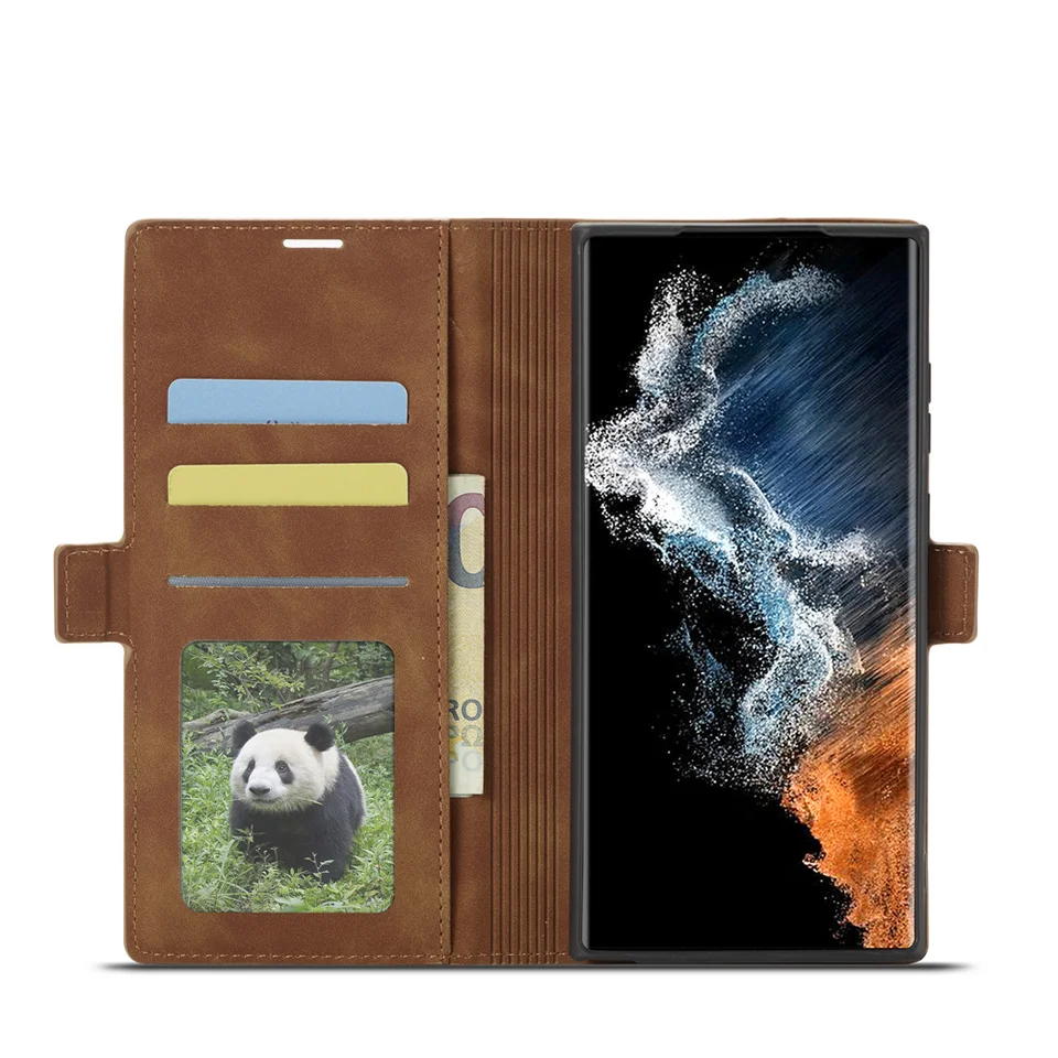 Funda para Samsung Galaxy S25 Ultra S24 Plus S25 FE S22, funda de cuero con tapa de negocios, para Samsung S25 Edge S24 S23 5
