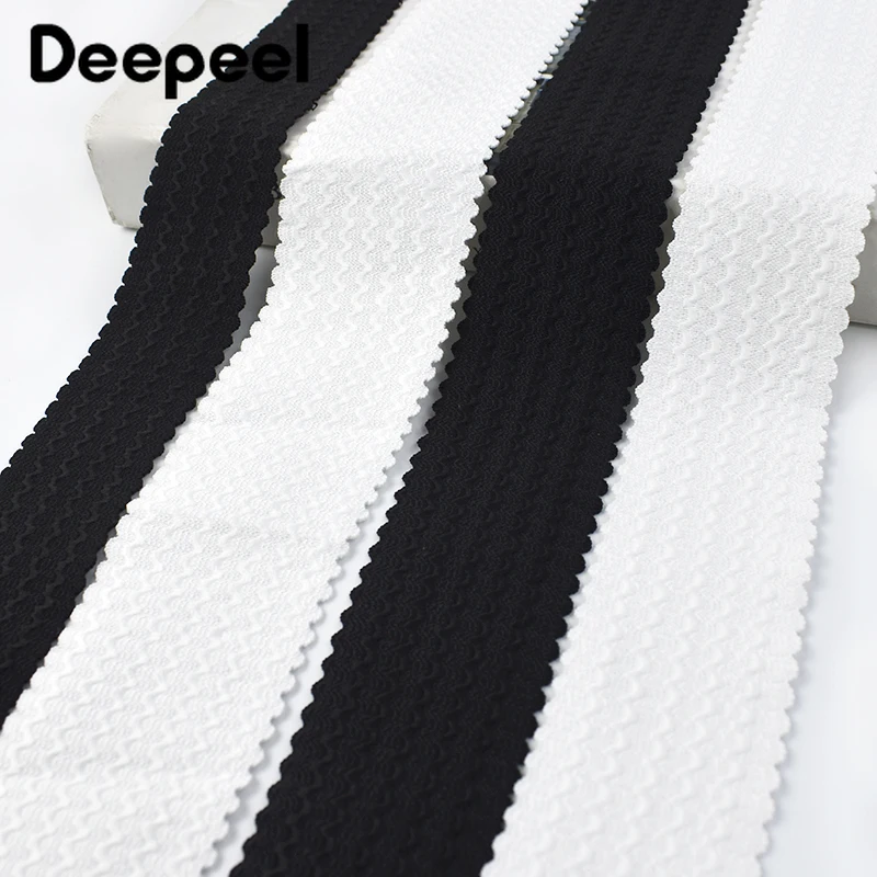 2/5/10Meters Deepeel 40-70mm Jacquard Elastic Band Black White Stretch Rubber Belt Clothing Spring Tape Sewing Craft Accessories