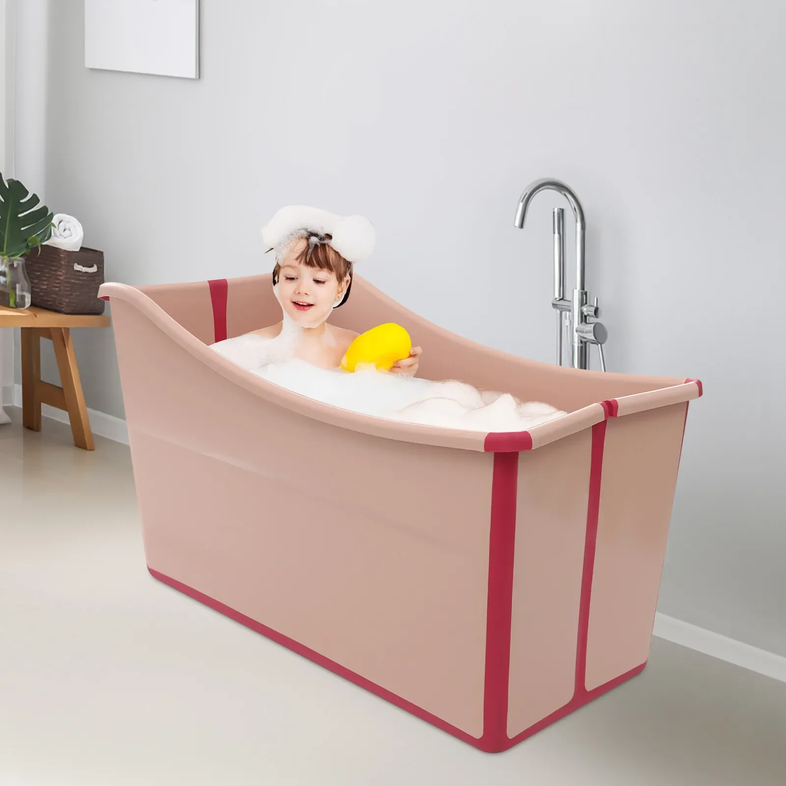 

Portable Foldable Bathtub, Collapsible Children's Bathtub For Children Pink.