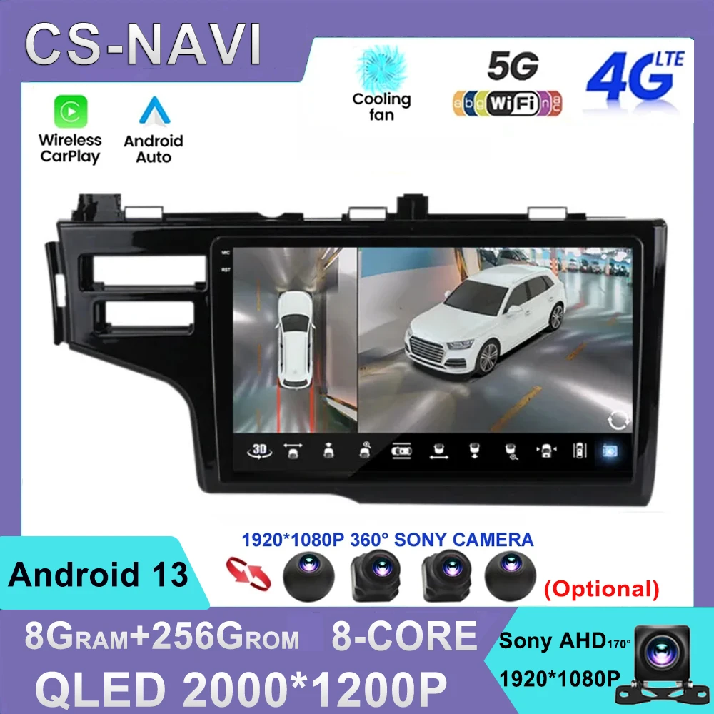 

For Honda Jazz 3 2015 - 2020 Fit 3 GP GK 2013 - 2020 Car Radio Multimedia Player Navigation 4G+WIFI Android 13 Carplay 8G+256G