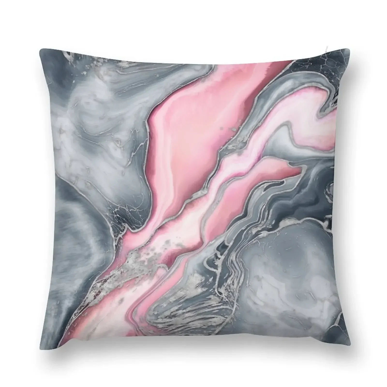 Blush rose marble - pastel pinks, grey and silver Throw Pillow anime girl Cushion Cover Throw Pillow pillow