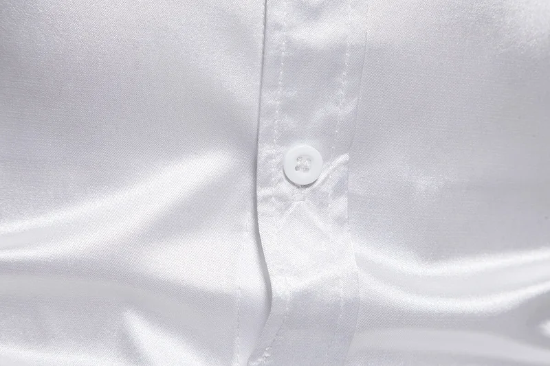 Summer White Silk Satin Shirts for Men Short Sleeve Slim Fit Party Wedding Tuxedo Shirt 2023 Brand New Casual Button Down Shirts