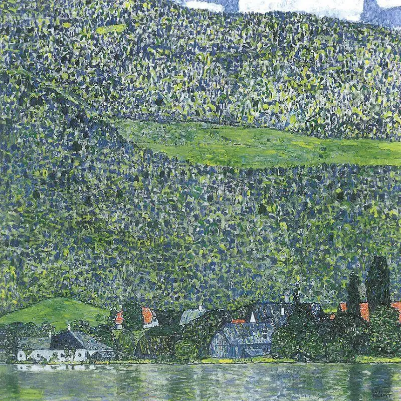 

Hand Painted Oil Reproduction Unterach on Attersee, 1915 by Gustav Klimt Painting on Canvas for Living Room Home Decor Art