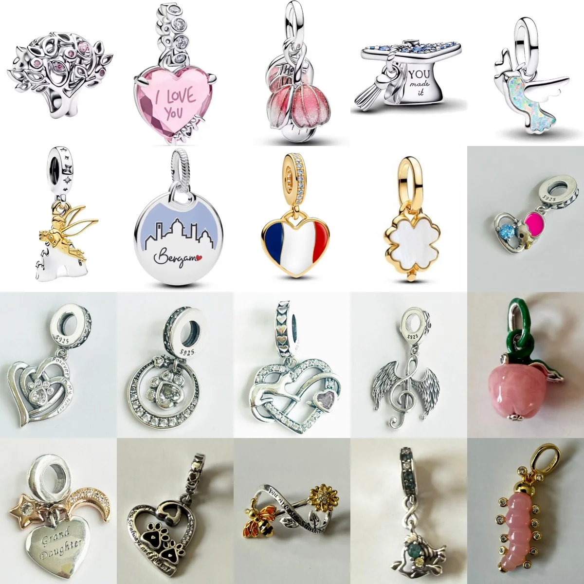 

Hot selling 925 Silver Graduation Hat Bird Lucky Grass Dolphin Pendant Suitable for DIY Bracelet Necklace Pendant Women's Gift