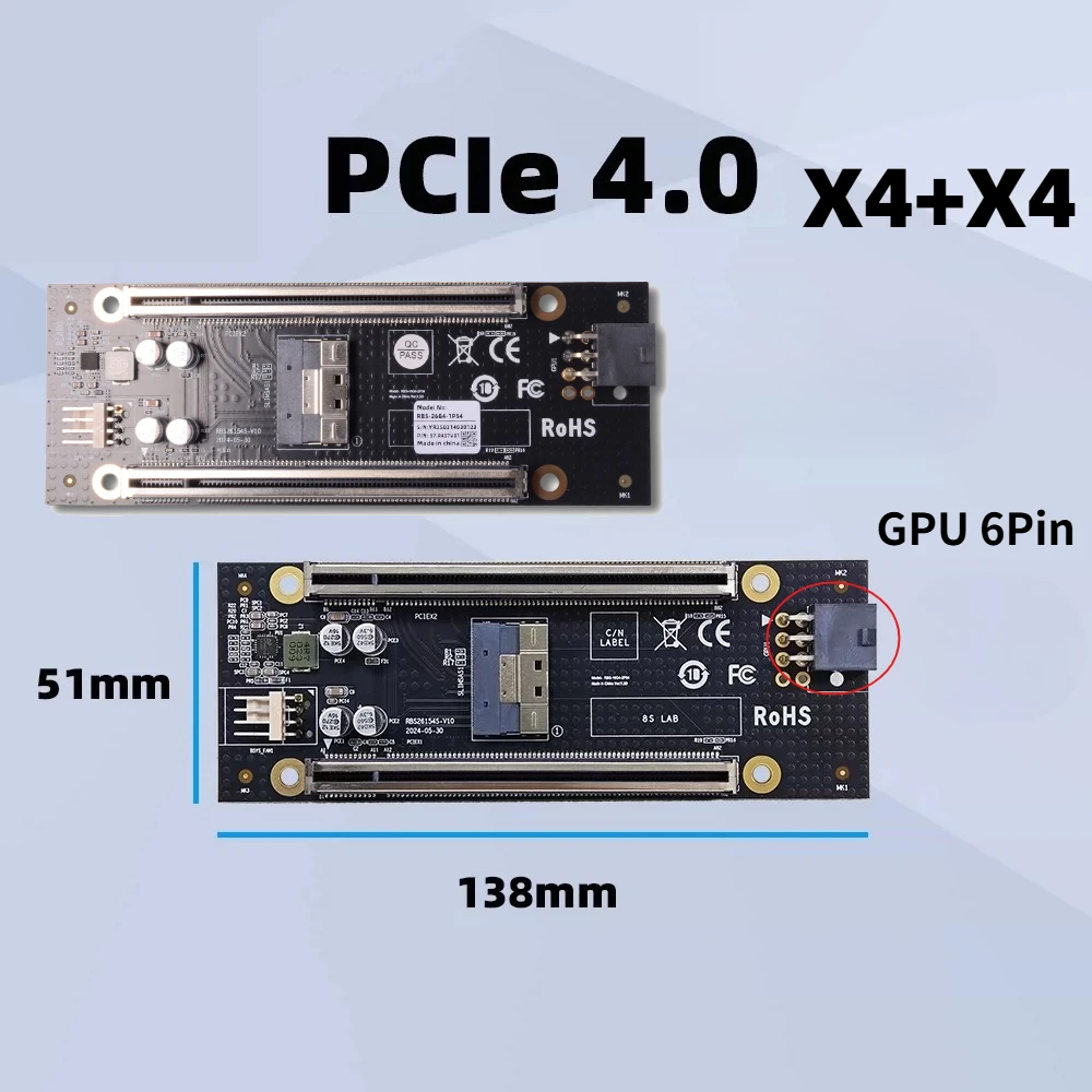 

Brand New PCIe 4.0 Dual X4 Card Slot Adapter Motherboard Splitter X4 Dual-slot Adapter Backplane for Graphics Network Hard Drive